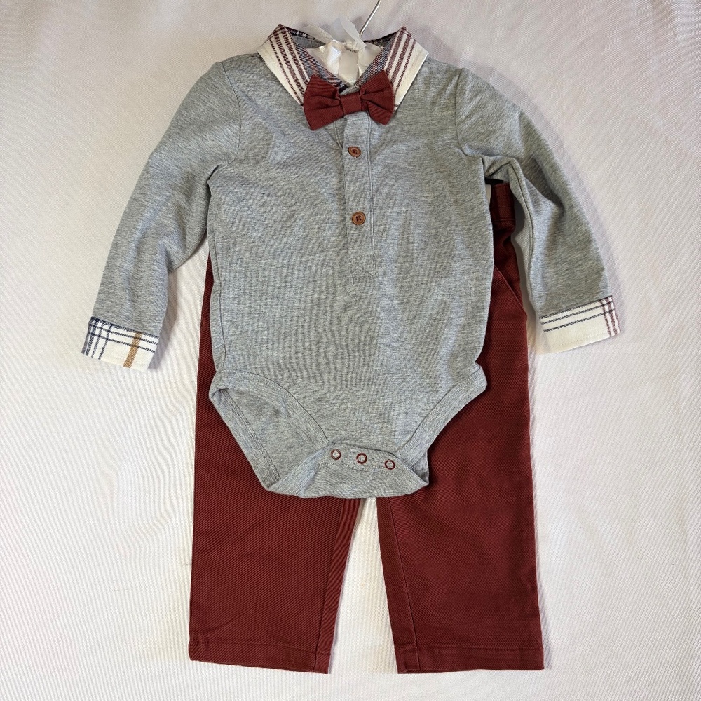 Max Studio Baby, Boys Bow Tie Top and Matching Pant 6 to 9 m